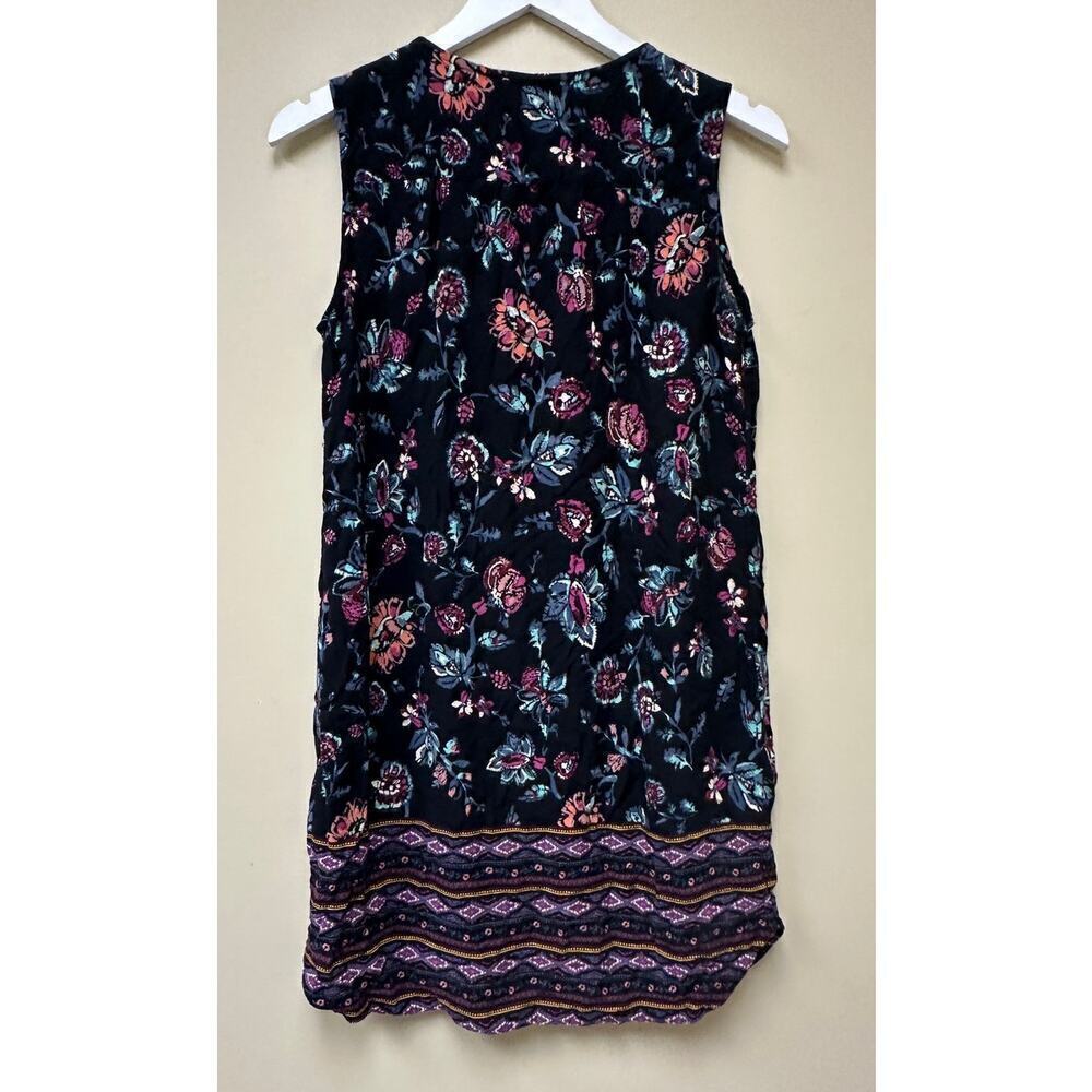 BeachLunchLounge Black Multi Kayla Tassel Floral Shift Tank Mini Dress Size S - Picture 2 of 10